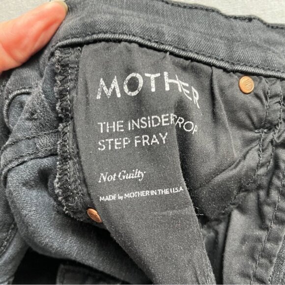 Mother The Insider Crop Step Fray Black Denim Jeans Sz 23 - Picture 10 of 16